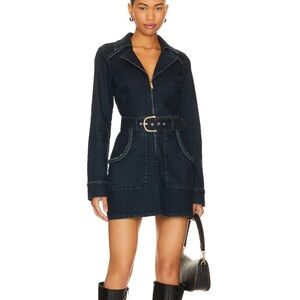 Show Me Your MuMu Navy Denim Dress with Belt